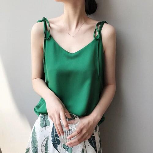 2020 New Chic Boho Pure Color Stain Tops Sexy Lace-Up Shoulder Tank Top Female Women Summer White Camis