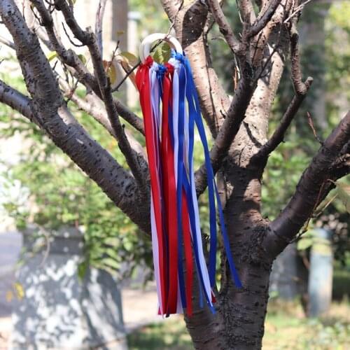New style 20 Pcs/Lot Red +blue +white ribbon wooden ring baby teether