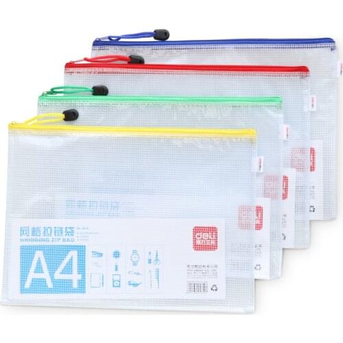 5pcs/lot File folder A5/B5/A4 mesh zipper bag waterproof document classified storage stationery file holder Office School