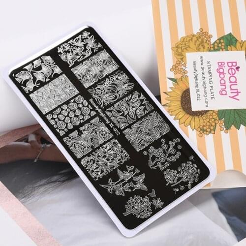 Beauty BigBang Nail Stamping Plates XL-022 Butterfly Sunflower Dandelion Leaves Image Stainless Steel Stencil Nail Art Template