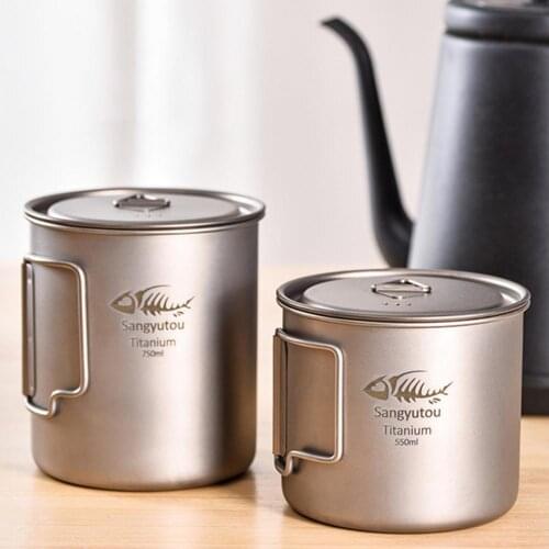 Camping Mug Titanium Cup Tourist Tableware Picnic Utensils Outdoor Kitchen Equipment Travel Cooking set Cookware Hiking