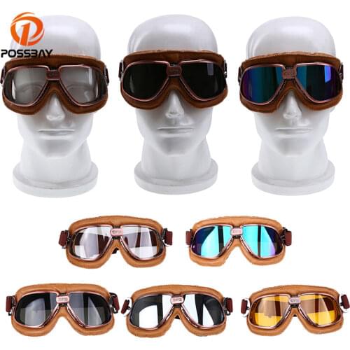 POSSBAY 6 Color Motorcycle Goggles Glasses Man Women Moto Motorbike Skiing Snowboard Scooter Outdoor Sports For Motor Eyewear