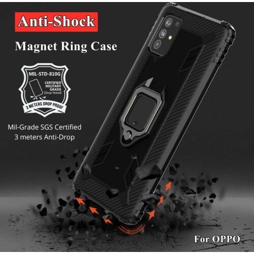 ShockProof Ring Case For OPPO A72 A91A52 A92 A9 A5 2020 A11X Anti Shock Magnet Silicone Shell CaseCover For OPPO Reno 3 ACE