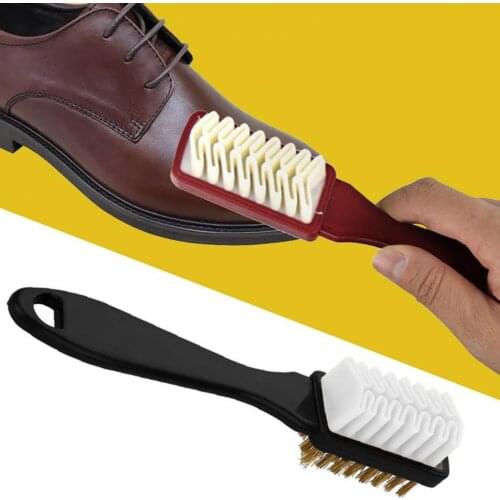 Cleaning Brush Dual-Sided Design Ergonomic Handle Plastic Suede Shoes Boot Cleaner Household Double Sides Bag Brush Supplies