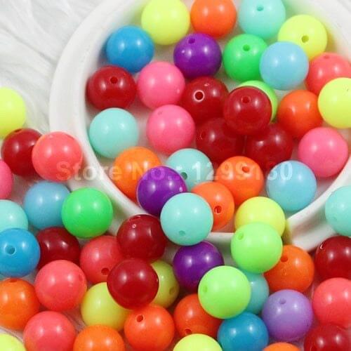 Choice Size 6.8.10.12.14.16.18 20mm Mixed Fluorescent Neon Beads Acrylic Solid Beads Round Beads for Necklace DIY Jeweley K01750