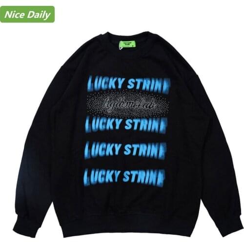 NiceDaily Autumn Mens Sweatshirt Streetwear Fashion Letters Graffiti Hot Rhinestone Sports Sweatshirt Harajuku Hip Hop Casual