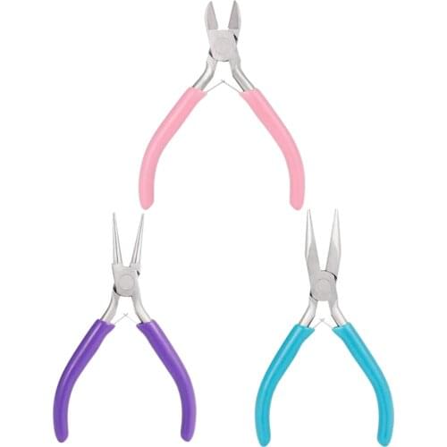 Jewelry Pliers Tricolor, Pliers for DIY Bracelet Craft Pliers for Jewelry Making, Chain Nose Pliers, Wire Cutters, Round Nose
