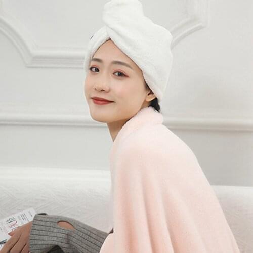 Bathroom Quick-drying Hair Drying Cap Coral Fleece Absorbent Dry Hair Towel Microfiber Shower Cap Turban Bath Towel Bath Tool