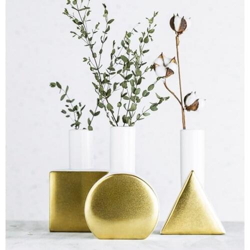 Modern Minimalist Creative Geometric Vase Home Decoration Dried Flower Flower Arrangement Accessories Ceramic Vase Decoration