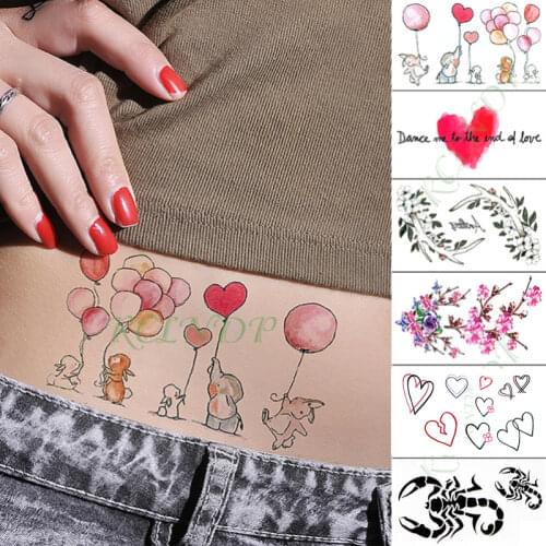 Waterproof Temporary Tattoo Sticker love heart rabbit elephant balloon cat tatto flash tatoo fake tattoos for kids men women