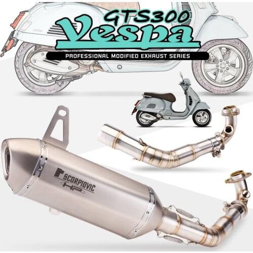 For piaggio vespa gts 250 gts 300 2007- 2017 2018 2019 2020 motorcycle slip on exhaust muffler mid-tube gts300