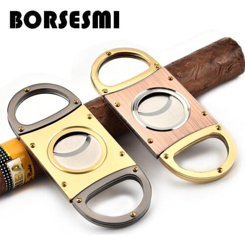 High quality 56Ring Zinc alloy cigar scissors portable metal cigar cutter double blade smoking accessories pocket tool sharp