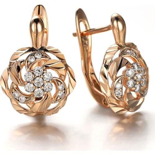 High Quality Flower Small Earrings Girl Trendy Beautiful Jewelry Crystal Statement Stud Earring Women Party Holiday Accessories