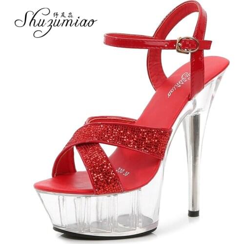 2020 Stilettos Steel Pipe Dance Shoes Sandals Women Platform Model T Stage Show Sexy High-heeled 15CM Shoes Women Wedding Shoes
