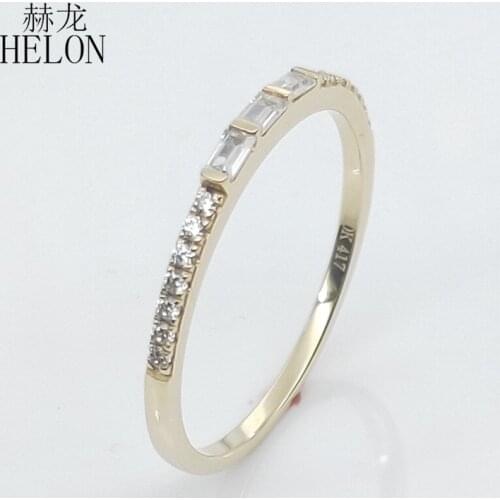 HELON Solid 10K Yellow Gold SI/H 100% Genuine Natural Diamond Engagement Wedding Ring Women Trendy Fine Jewelry Diamonds Ring