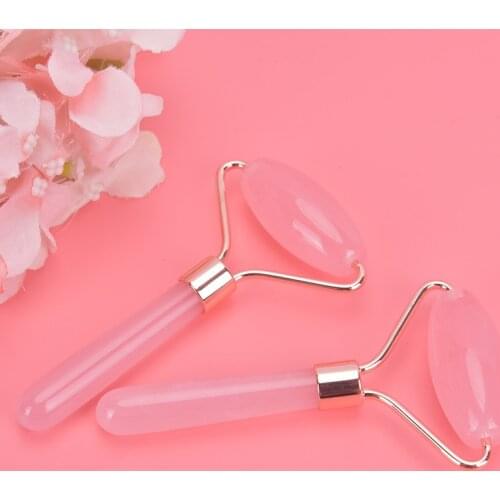 1PC Natural Rose Quartz Natural Stone Slimming Chin Lift Up Facial Beauty Roller Skin Care Jade Stone Rollers Massager For Face