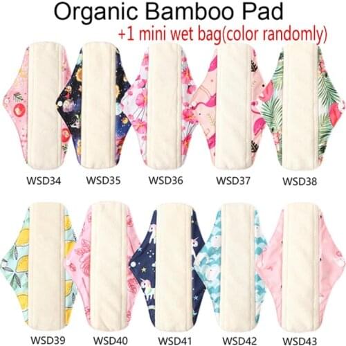 10PCS(3S+4M+3L)Reusable Bamboo Charcoal Pads Sanitary Menstrual Pads Washable Panty Liner Feminine Hygiene Maternity Cotton Pads