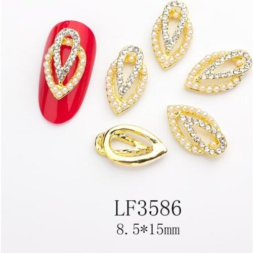 10Pcs Nail Art Designer Charms Double-Layered Hollow Drop Crystal Rhinestones Alloy Pendant For Nail Art Decoration Manicure
