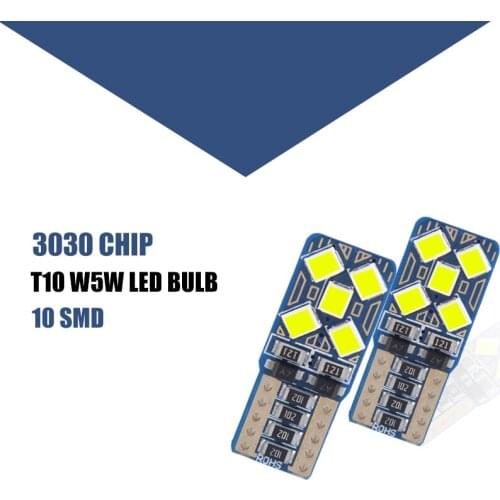 2PCS T10 W5W Led Reading Bulb Super Bright 12V 6000K 3030 10SMD For Car Clearance Lights Auto Parking Lamp Wedge Tail Side Bulb