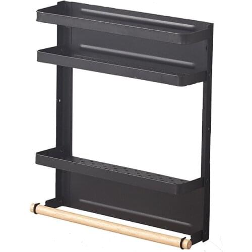 3 Tier Kitchen Magnetic Refrigerator Storage Rack Fridge Organizer Hanging Shelf Space-Saving