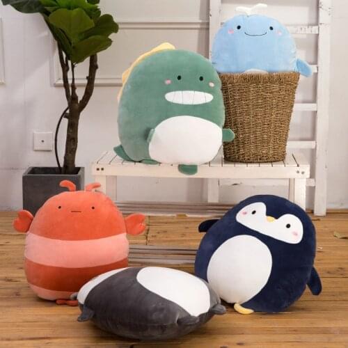40cm Cute Animal Dinosaur Panda Plush Toys Whale Lion Pillow Lobster Penguin Stuffed Doll for Children Toy Doll Boy Girl Gift