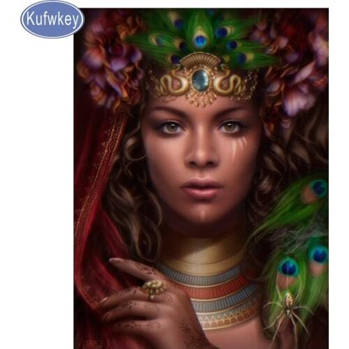 Kufwkey Diamant Picture Mosaic pattern 5d DIY Diamond Painting"Peacock/feathers/elf"Square round Diamond Embroidery sale