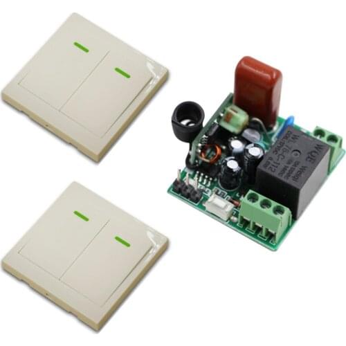 Free Shipping 220V 1CH Radio Wireless Remote Control Switch Learning Code with 2pcs Wall Pannel Transmitter Output Adjusted
