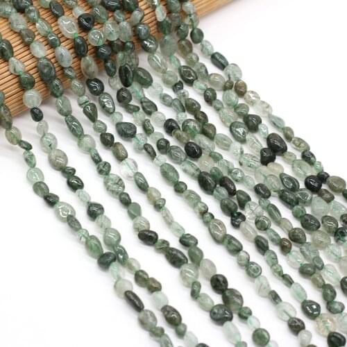 Natural Stone Agated Beads Green Rutilated Quartzs Scattered Bead Charms for Jewelry Making Bracelet Necklace Accessories