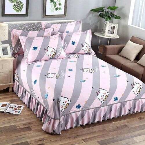 Home textile Bedding Sheet Thicken Flowers Printing Flat Sheets Skirt Bed Sheet Bedding Linen for King Queen Size No Pillowcase