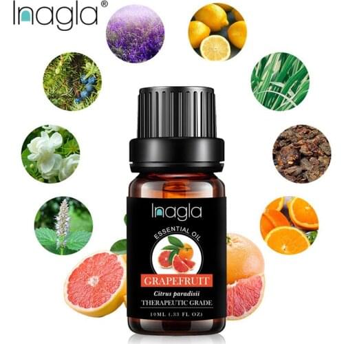 Inagla Grapefruit Essential Oil Pure Natural 10ML Pure Essential Oils Aromatherapy Diffusers Oil Relieve Stress Home Air Care