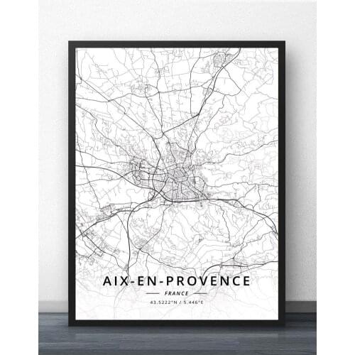 Aix-en-Provence Amiens Angers Besancon Bordeaux Brest Caen Calais Cannes Cayenne Clermont-Ferrand Dijon France City Map Poster