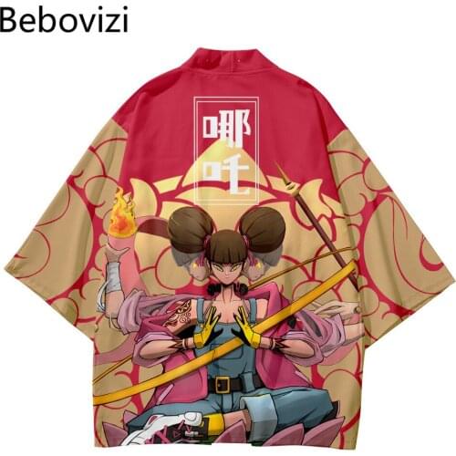 Cardigan Japan Samurai Anime Cosplay Haori Yukata Harajuku Tops Robe Loose Red Beach Japanese Style Kimono Streetwear Men Women