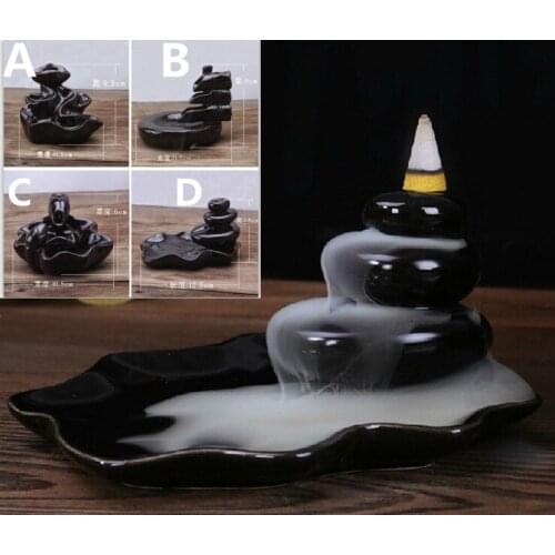 Natural Backflow Incense Or Gourd Burner Ceramic Incense Glaze Smoke Cone Burner Backflow Stove Tower Censer Stream Back Down