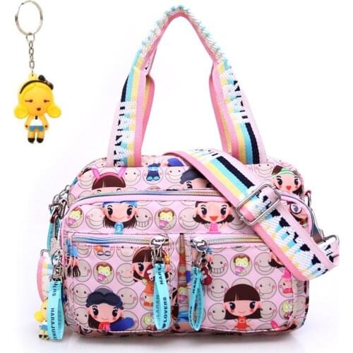 +Doll keychain New PINK Harajuku Doll waterproof nylon handbag ladies bag one shoulder bag cross-body school bags Handbags mom