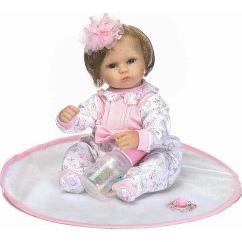 18inch 40cm Silicone Reborn Bebe Doll Sweet Reborn Baby Doll with New Fiber Hair Soft Touch Best Gifts for Children on Birthday