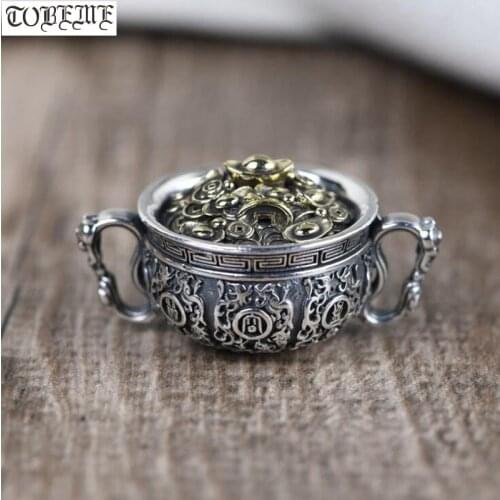 925 Silver Wealth-Pot Pendant Real Sterling Good Luck Pendant Luck Dragon Symbols Pendant