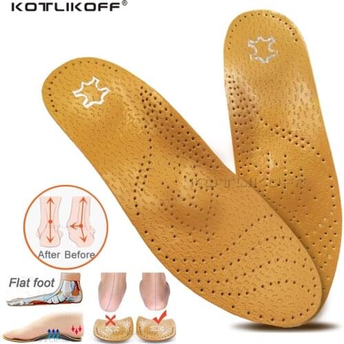 Best Insole For Shoes Leather Orthotic Insoles Flat Feet High Arch Support Orthopedic Shoes Sole Fit In O/X Leg Corrected Insert