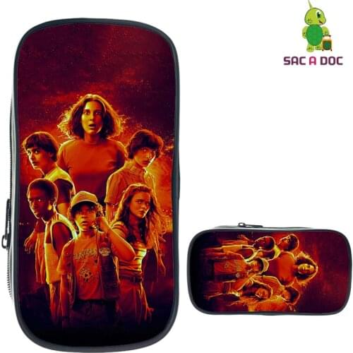 Fashion Boys Grils Pencil Case 3D Stranger Things Printed Makeup Bag School Supplies Cosmetic Bags Case Zipper Pouch Mochila