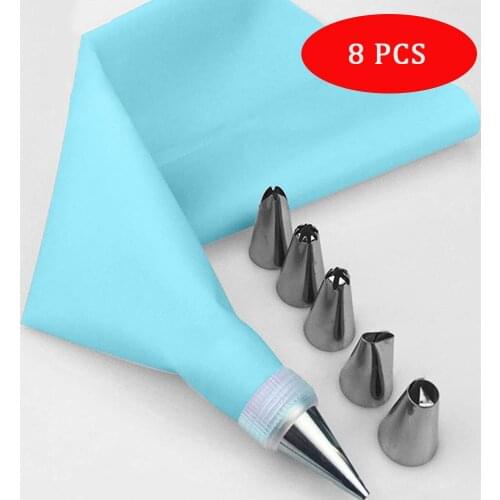 8-piece Stainless Steel Decorating Mouth Set Cake Decorating Tool Beautifully Decorated Flower Bag Cream Mouth Set