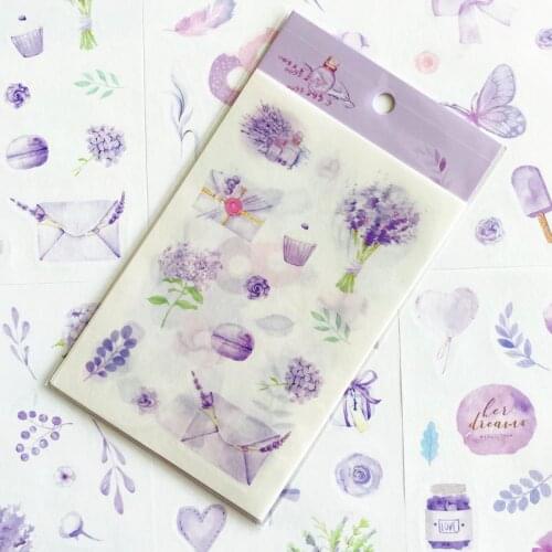 6 Sheets /Pack Cute Purple Color Flower Sticker Notebook Computer Phone DIY Decor Stick Label Kids Gift Stationery