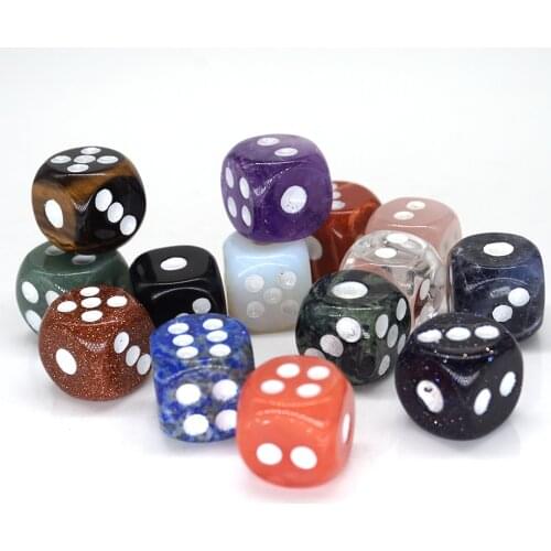 15MM Natural Stone D6 Dice Healing Reiki Energy Crystals for Witchcraft Supplies Handmade Gemstone Collection Family Games Decor