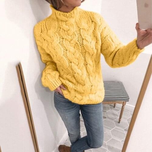 Soild mohair sweater Fashion long sleeve twist turtleneck sweater col rouler femme Pink yellow gray solid pollover