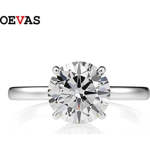 OEVAS Classic 100% 925 Sterling Silver Created Moissanite Gemstone Engagement Wedding Party Diamonds Ring Fine Jewelry Wholesale