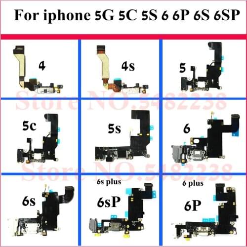 Original USB Charging Port Flex Cable For Apple iphone 5 6 7 5S 5C 6S 6P 7P 6SP Plus Charger plug Board +Earphone Headphone Jack