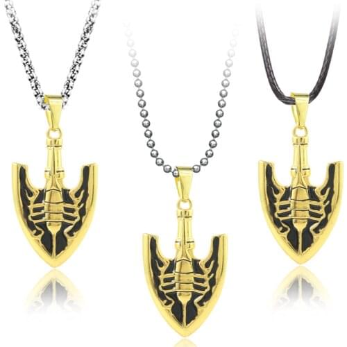 Anime JOJOS BIZARRE ADVENTURE Small Shovel Necklace Metal Leather Rope Chain Unisex Bag Necklaces Pendant Higashikata Josuke