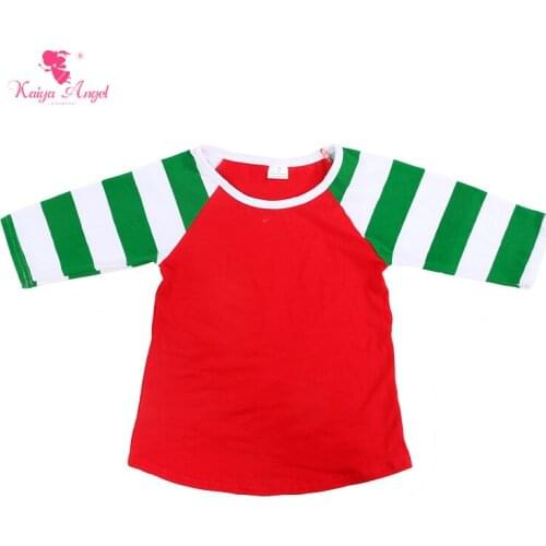 Kaiya Angel Teenage Girls Raglans Top T-shirt Christmas Girl Fall Winter Cotton Kids Factory Wholesale Children Clothing