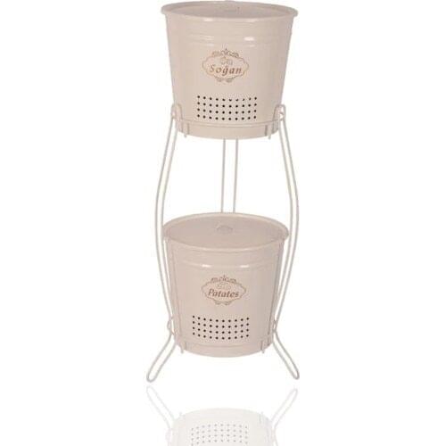 CANDLESTICK HOME Potato Onion Bucket Metal Standing 2 Ply Cream