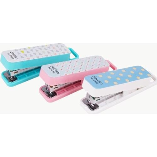 Deli Portable Manual Mini Stapler Keychain No 10 Color Staples Set Student Stationery Office School Supplies Grapadora Papelaria