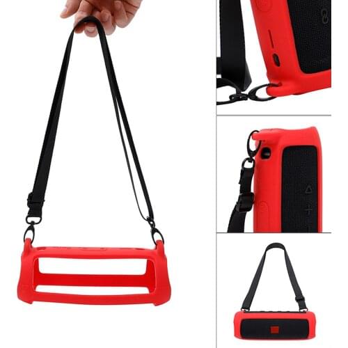 Gosear Portable Silicone Protective Case Cover Sleeve Skin with Strap Carabiner for JBL Flip5 Flip 5 Wireless Speaker