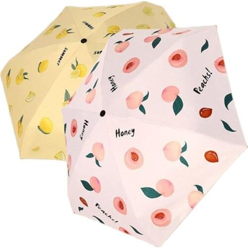 Portable Cartoon Fruit Avocado Umbrella Clear Folding Manual Umbrellas For Children Women UV Lovely Rain Umbrella